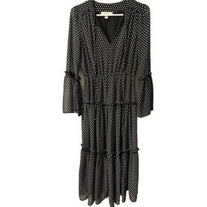 MICHAEL Michael Kors: Women's Polka Dot Maxi Dress with 3 Ruffle Tiers, Double L